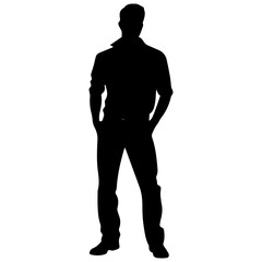 Obraz premium Business man in shirt, vector silhouette