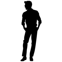Business man in shirt, vector silhouette