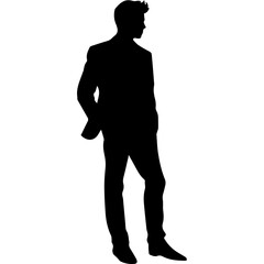 Business man in shirt, vector silhouette