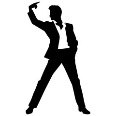 Business man in shirt, vector silhouette