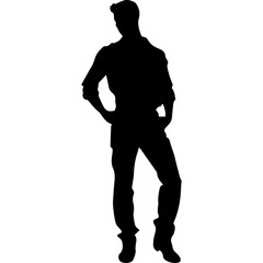 Business man in shirt, vector silhouette