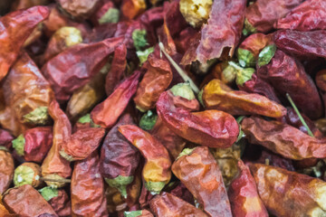 Background of dried chili peppers