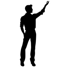 Business man in shirt, vector silhouette