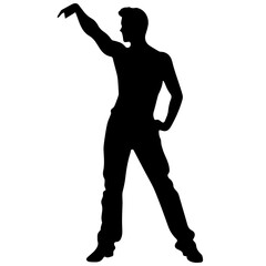 Business man in shirt, vector silhouette