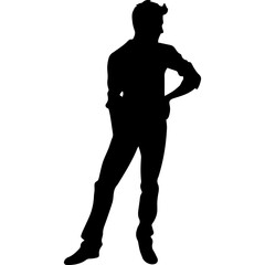 Business man in shirt, vector silhouette