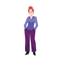 Obraz na płótnie Canvas Standing smiling woman flat style, vector illustration