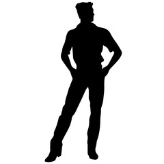 Business man in shirt, vector silhouette