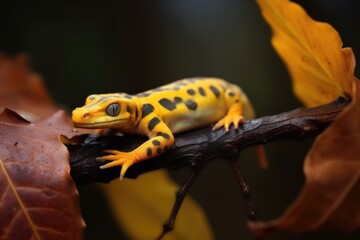 Fototapeta premium salamander resting on a leaf during limb regrowth