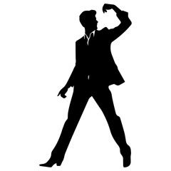 Business man in shirt, vector silhouette