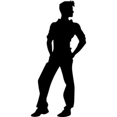 Business man in shirt, vector silhouette