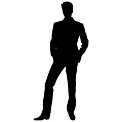 Business man in shirt, vector silhouette