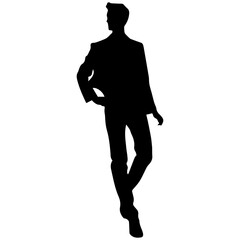 Business man in shirt, vector silhouette