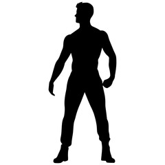 Business man in shirt, vector silhouette