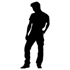 Business man in shirt, vector silhouette
