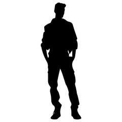Business man in shirt, vector silhouette