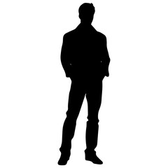 Obraz premium Business man in shirt, vector silhouette