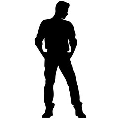 Business man in shirt, vector silhouette