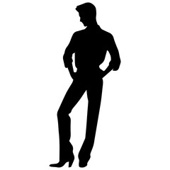 Obraz premium Business man in shirt, vector silhouette