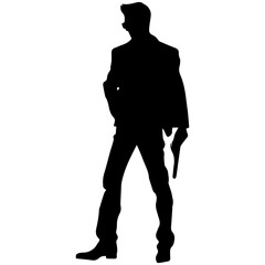 Business man in shirt, vector silhouette