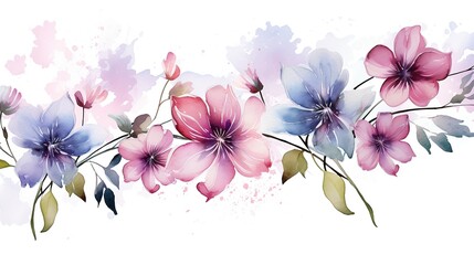 Watercolor illustration of colorful flowers