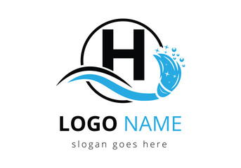 Letter H cleaning service logo design template