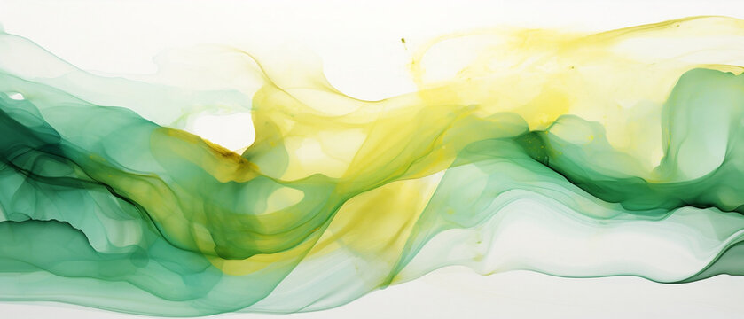 Zielone abstrakcyjne tło - atrament alkoholowy. Artystyczna plama farby. Jasna tapeta © yeseyes9