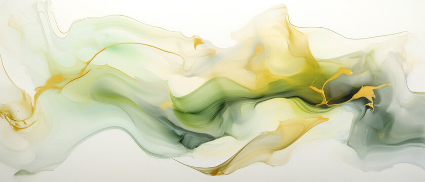 Fototapeta Zielone abstrakcyjne tło - atrament alkoholowy. Artystyczna plama farby. Akwarele