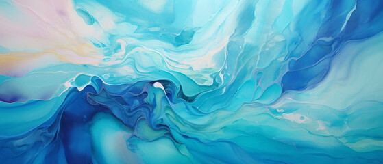 Abstrakcyjne błękitne tło - akryl na płótnie. Atrament alkoholowy. Sztuka nowoczesna. Niebieska substancja
