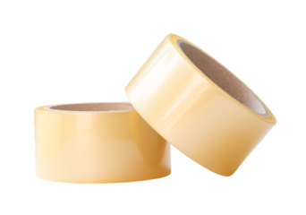Two brown transparent tape in stack isolated on white background with clipping path in png file format