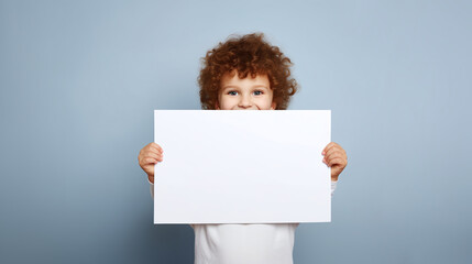 Child Holding Blank Sign for Custom Message