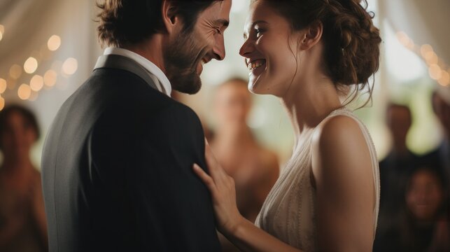 Intimate moment of a husband and wife at their wedding, concept wedding 16:9
