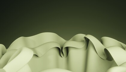 3D render. Abstract wavy figure with fabric effects on a gradient background.