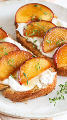 toast with cheese and peaches

