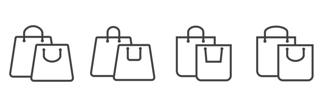 Shopping bag icons line design, store vector icon, Shopping bag illustration sign collection. Shop pacage symbol. Shopping logo, Set line Earring, Shopipng E-Commerce Icons, 