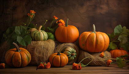 pumpkins on a farm,pumpkin on a wooden table,Pumpkin Photography