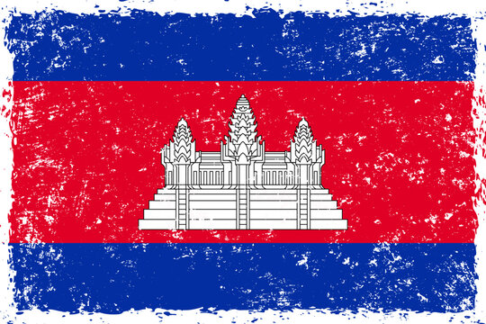Cambodia flag grunge distressed style - Powered by Adobe