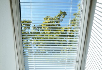 window blinds, sun protection at the skylight, indoor, close-up