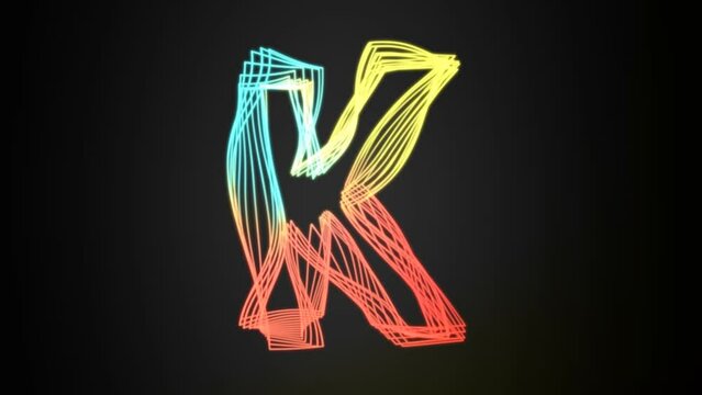 letter K animated background with neon and echo style.