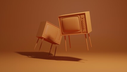 Old tv 3d illustration. Vintage, retro tv concept art 3d background image