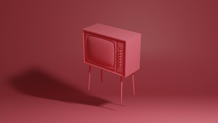 Old tv 3d illustration. Vintage, retro tv concept art 3d background image