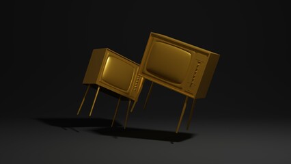Old tv 3d illustration. Vintage, retro tv concept art 3d background image
