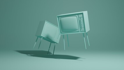 Old tv 3d illustration. Vintage, retro tv concept art 3d background image