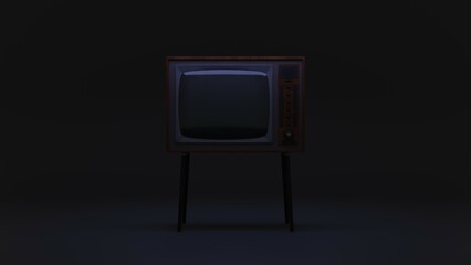 Old tv 3d illustration. Vintage, retro tv concept art 3d background image