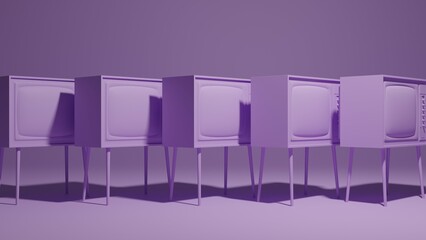 Old tv 3d illustration. Vintage, retro tv concept art 3d background image