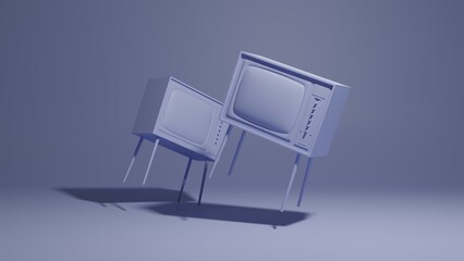 Old tv 3d illustration. Vintage, retro tv concept art 3d background image