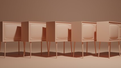 Old tv 3d illustration. Vintage, retro tv concept art 3d background image