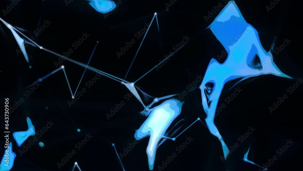 Aufkleber electronic web of triangular lines. motion. moving cyber web in 3d space on black background. triang