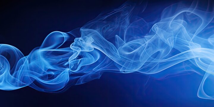colorful blue smoke and vapor with a flat black background digital design
