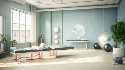 Nowoczesne wnętrze salonu fizjoterapii leczenia 