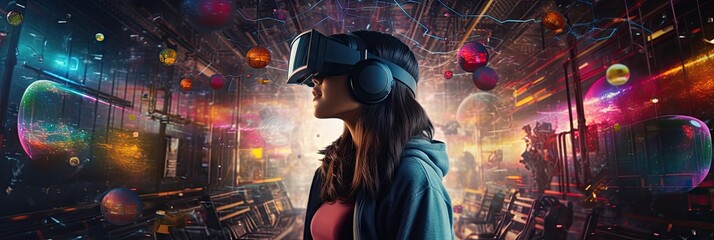 kid (filipino girl) wearing virtual reality vr goggles